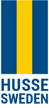 Husse Sweden badge with the Swedish flag, marking Husse's Swedish origin