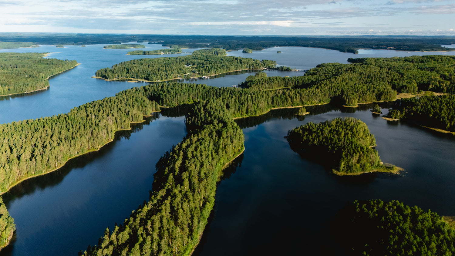 Aerial view of Swedish forest and lakes