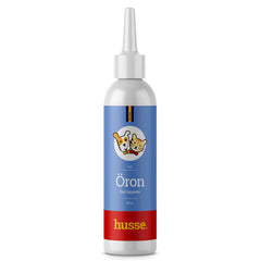 Husse Öron 125 ml, limpador de ouvidos suave com vinagre de cidra em frasco com bico aplicador.